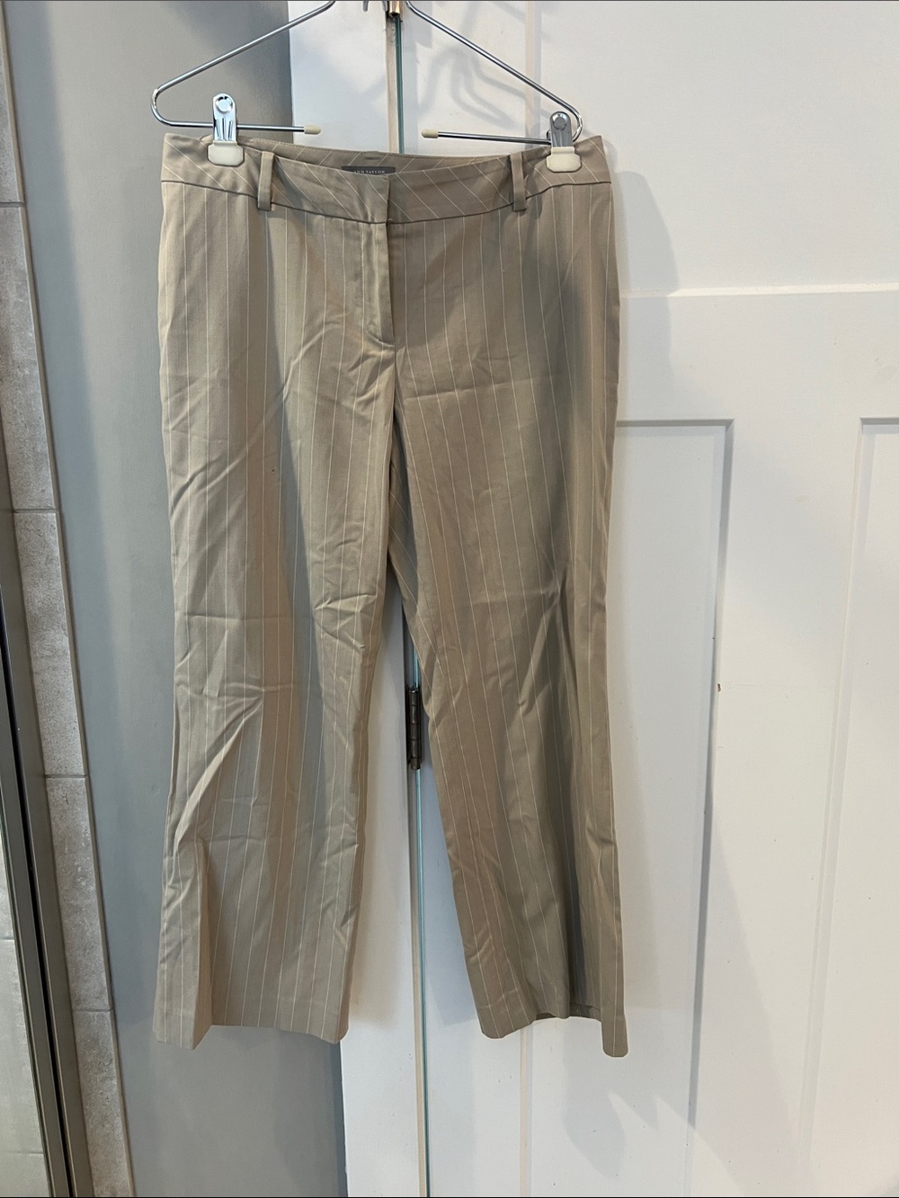 Ann Taylor Beige Pinstripe Dress Pants